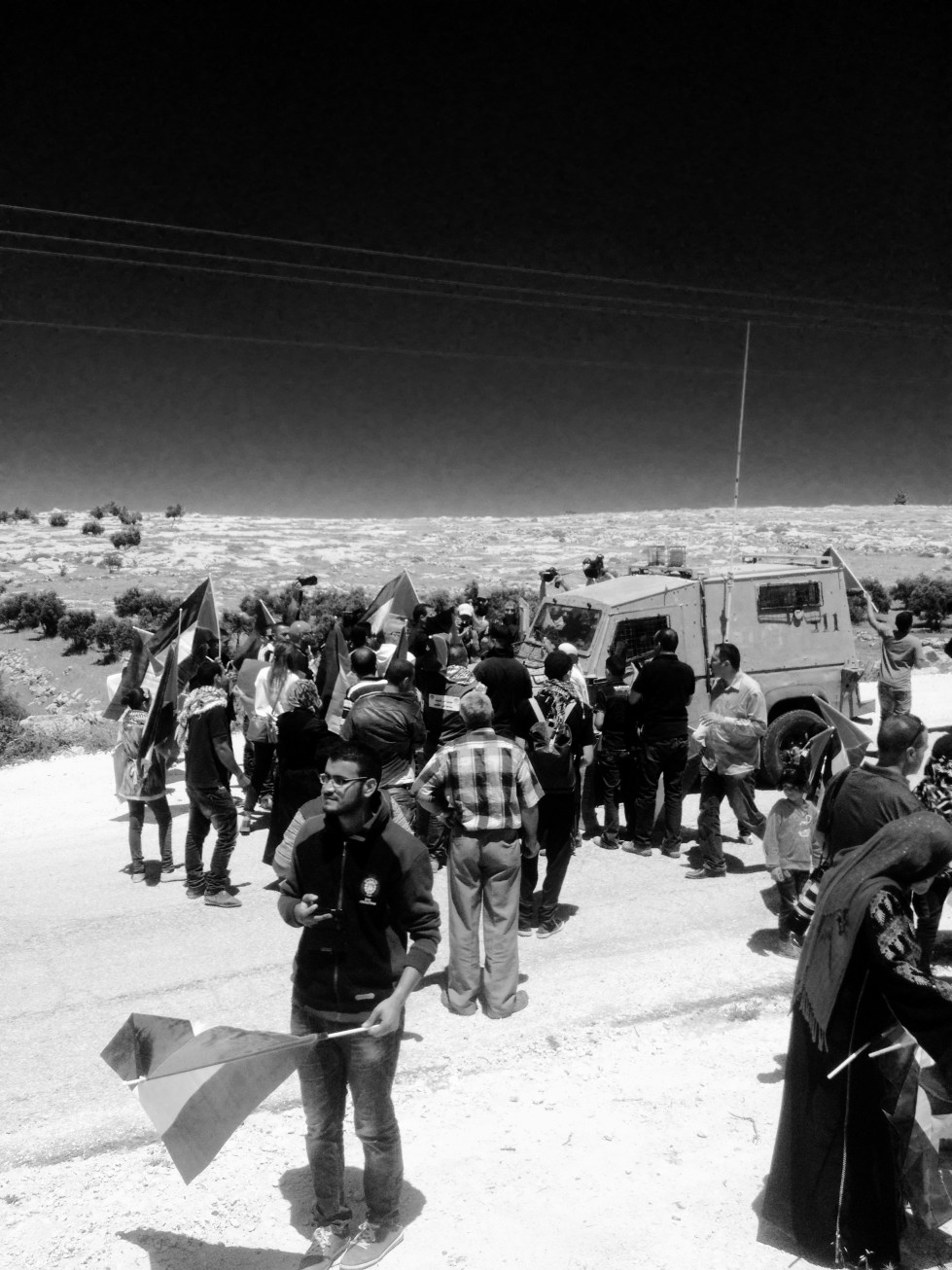 But they were initially blocked from moving by the group's nonviolent direct action